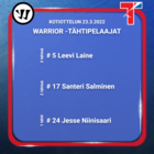 Kotiottelun 23.3.2022 Warrior –tähtipelaajat.