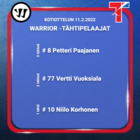 Kotiottelun 11.2.2022 Warrior –tähtipelaajat.